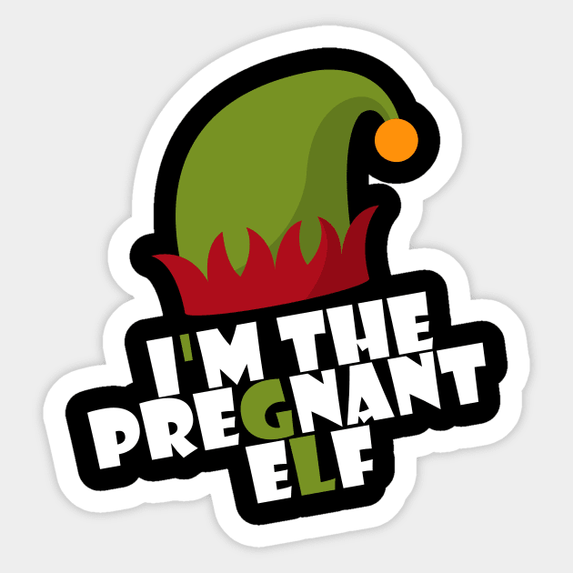 Womens I'm The pregnant Elf baby Matching Family Group Christmas Sticker by Trendy_Designs